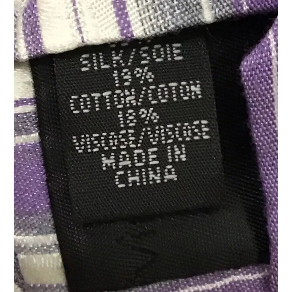 Calvin Klein Mens Silk Striped‎ White Purple Tie Classic Necktie 58x3